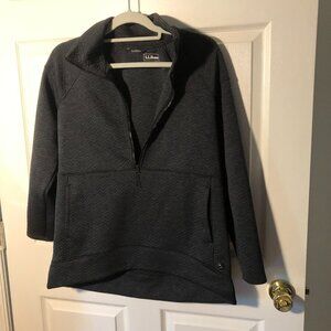 LL Bean women  charcoal gray  1/4 zip sweater, M